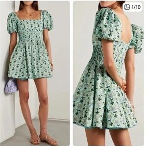 Agua by Agua Bendita Caramelo Floral Mini Dress Womens Mint Green Large